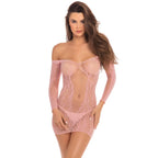 Demure Long Sleeve Mini Dress with Lace Detailing > Clothes > Dresses and Chemises