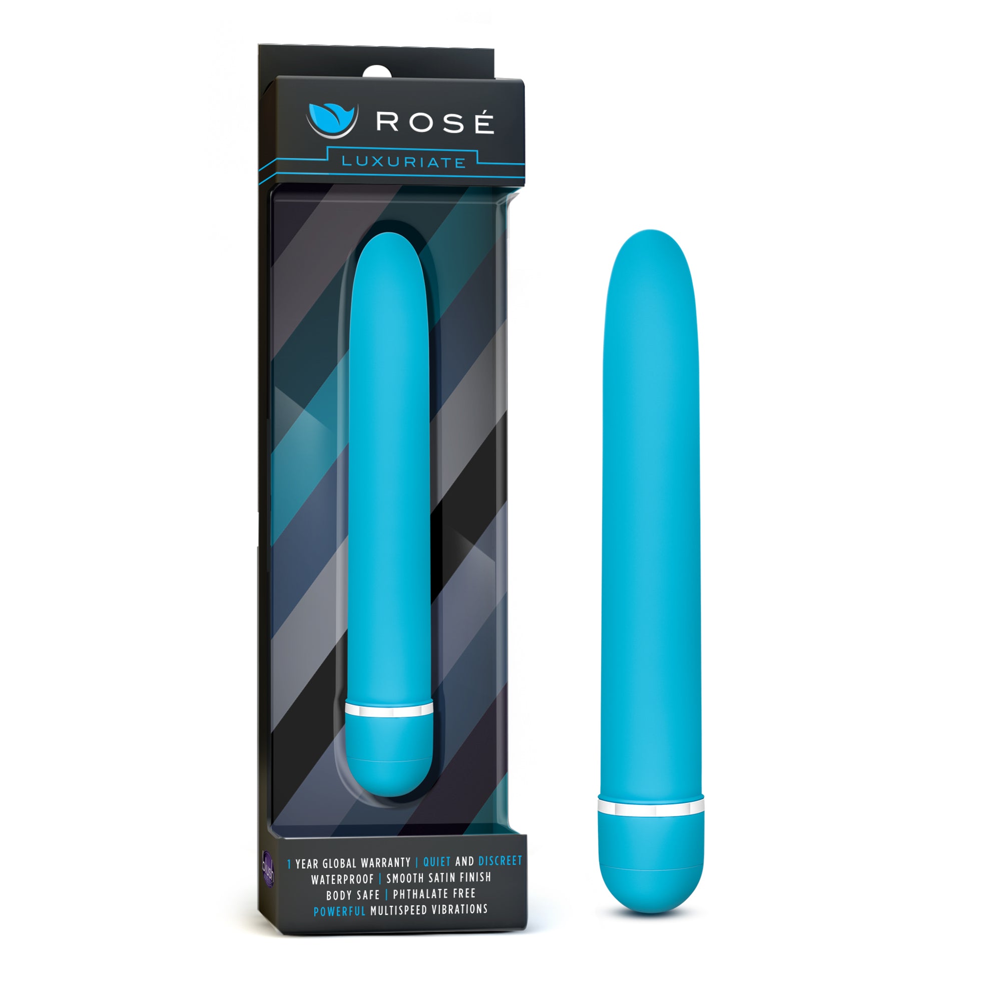 Rose Luxuriate Blue 7 Inch Vibrator with Satin Finish > Vibrators > Standard Vibrators