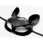 Cat Tail Anal Plug and Leather Mask Set – Adult Fantasy Play Accessories Black > Bondage Gear > Masks