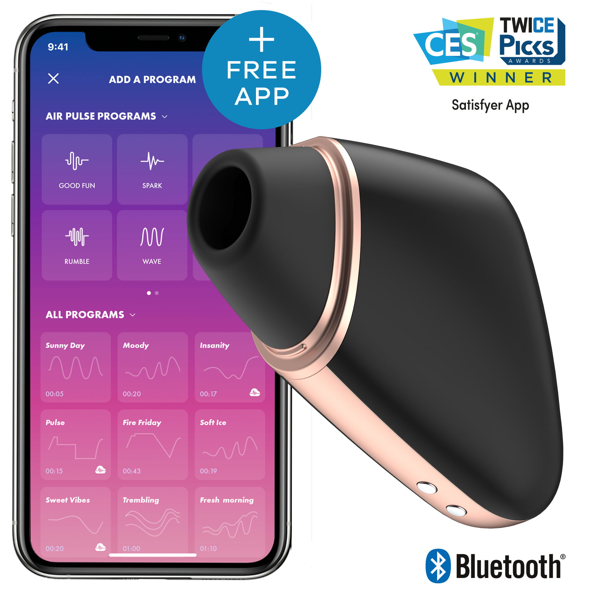 Satisfyer Love Triangle App Enabled Clitoral Massager – Rechargeable Silicone Vibrator > Sex Toys For Ladies > Air Pulsation