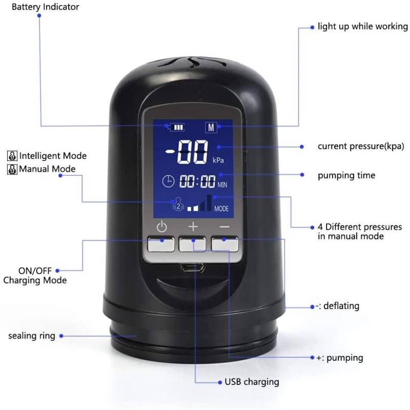 Luxury USB LCD Auto Pump – Rechargeable Penis Pump with Display > Pumps > Penis Pumps Electric