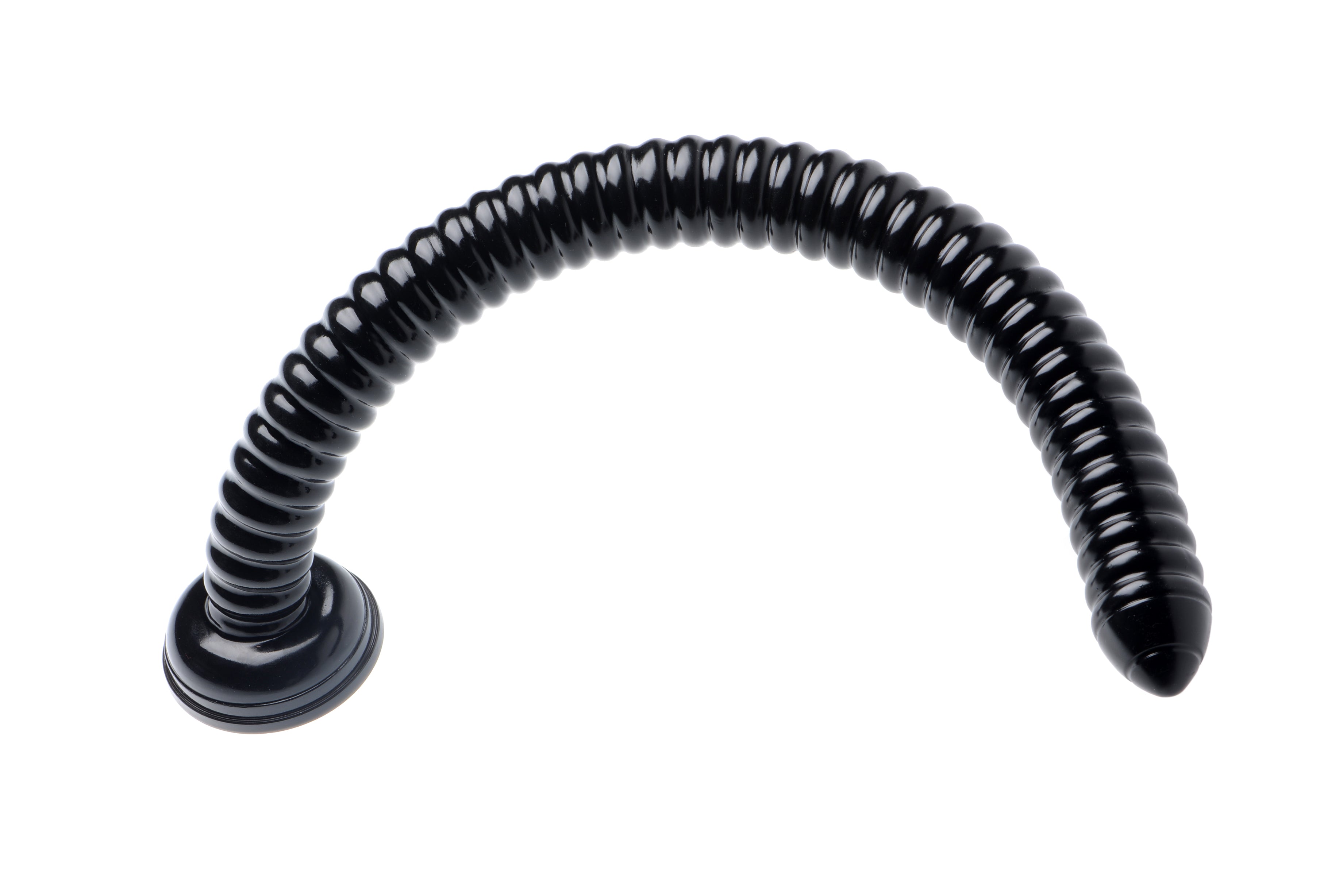 Ribbed Hose 19 Inch Flexible Dong with Suction Cup Base Double Dongs
