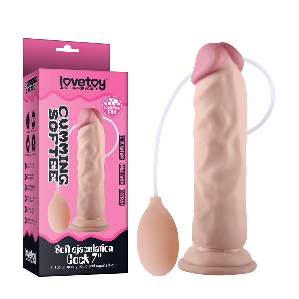 Lovetoy Cumming Softee Squirting 8.5 Inch Soft Realistic Cock – Squirting Dildo > Dildos > Squirting Dildos