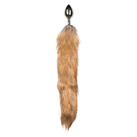 Fox Tail No 2 Silver Butt Plug with Faux Fur Tail Tails