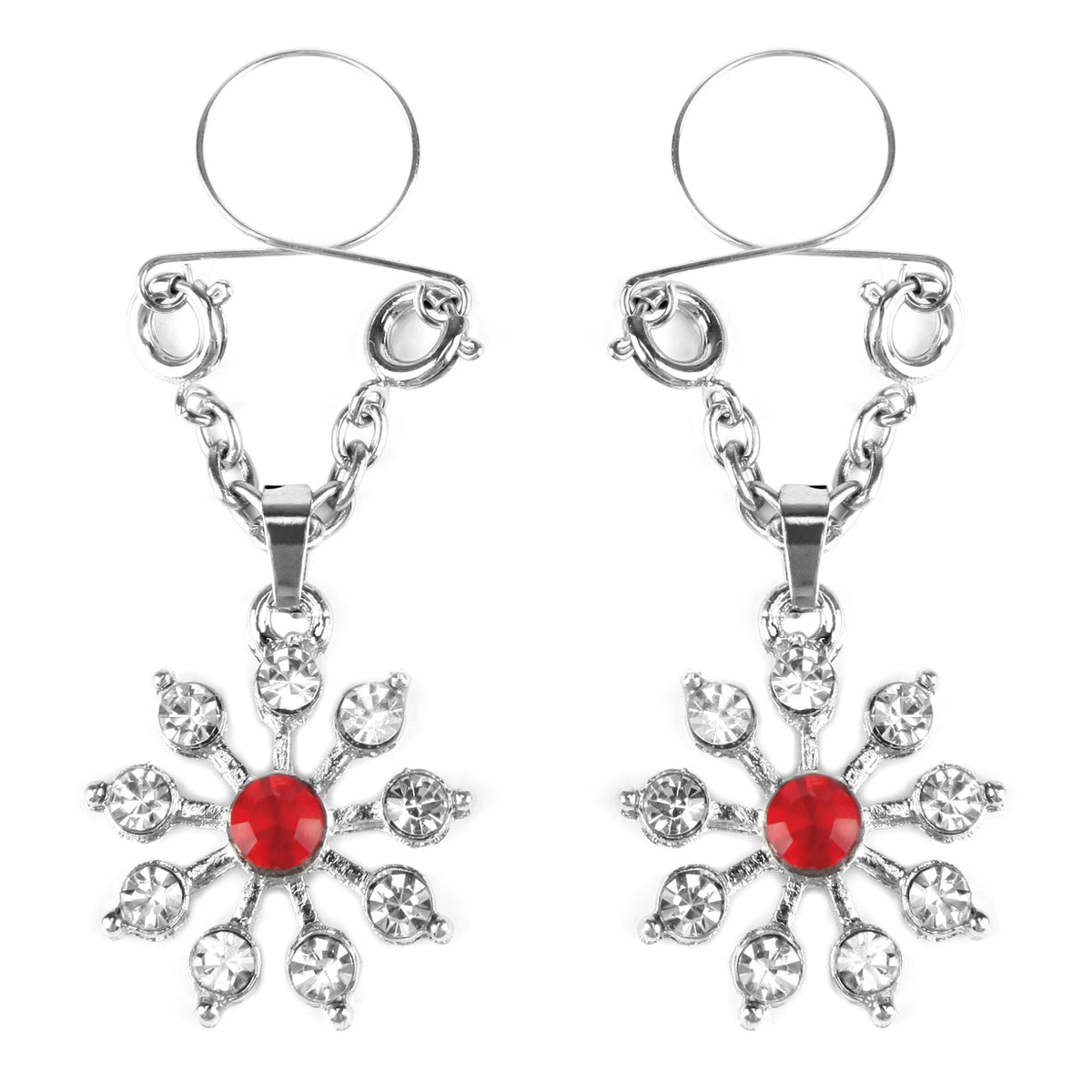 Ruby and Diamond Star Nipple Jewellery with Adjustable Rings Red > Sex Toys > Nipple Clips