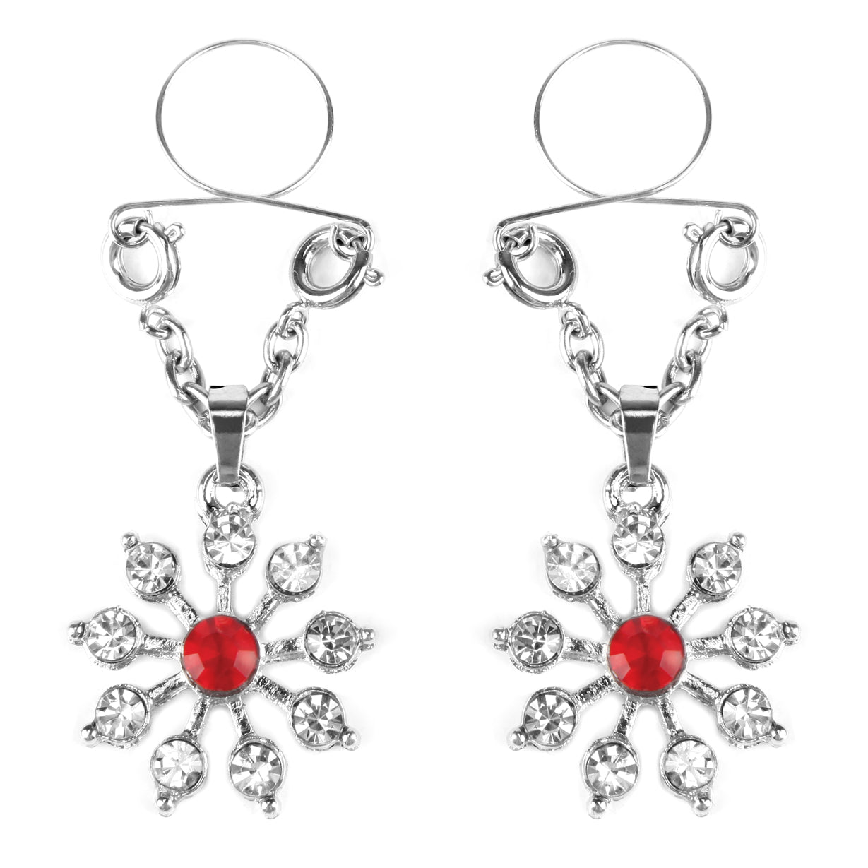Ruby and Diamond Star Nipple Jewellery with Adjustable Rings Red > Sex Toys > Nipple Clips