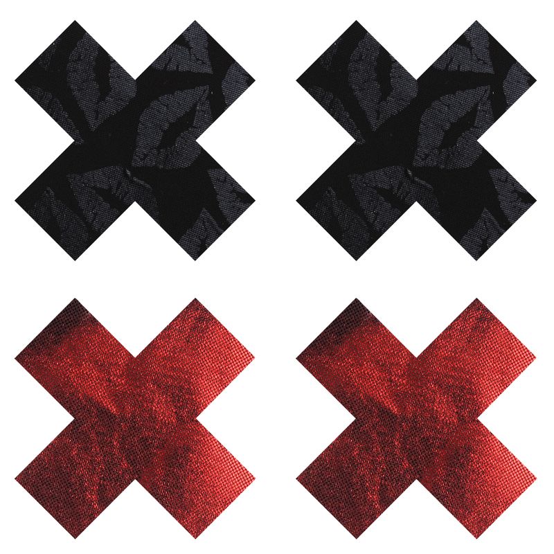 Stolen Kisses Premium Self-Adhesive X Pasties Set – Lace and Black Nipple Covers > Clothes > Pasties