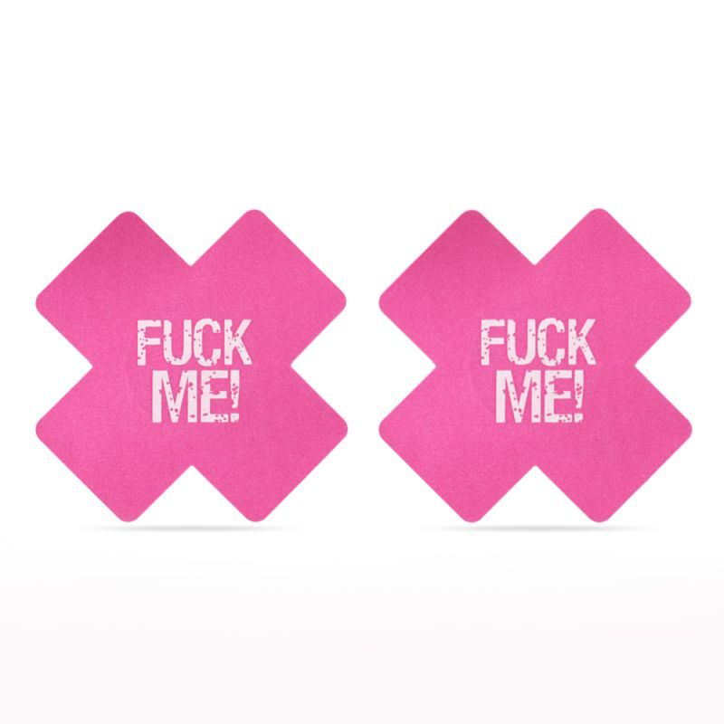 Fuck Me Cross Pattern – Satin Self-Adhesive Nipple Pasties 2 Pack > Clothes > Pasties