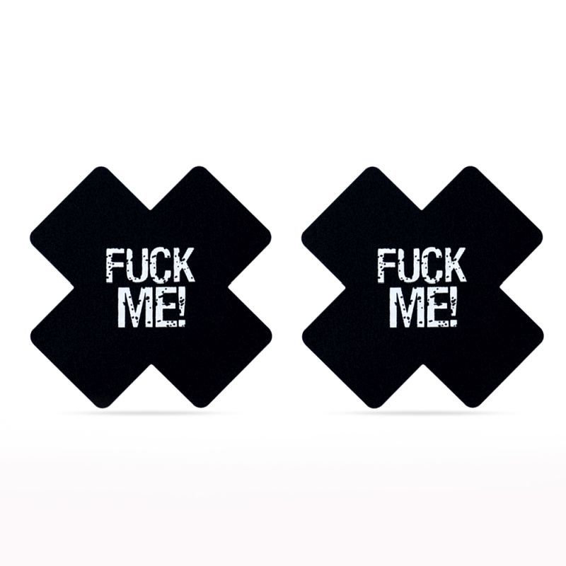 Fuck Me Cross Pattern – Satin Self-Adhesive Nipple Pasties 2 Pack > Clothes > Pasties