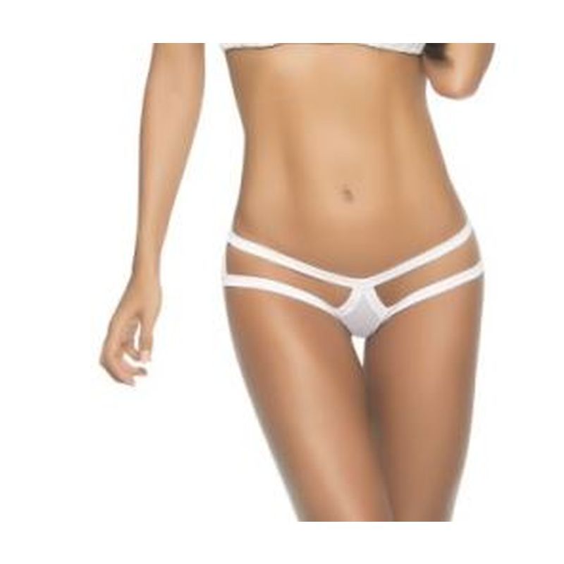 Cage Panty Black Wet Look With Strappy Thong Back Design White Medium Large > Clothes > Panties