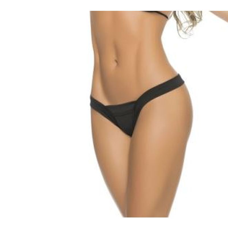 Perfect Thong – Glossy Wet Look Black Lingerie Thong Black Small Medium > Clothes > Panties Main image