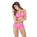 Lace Two-Piece Set (Hot Pink) – Soft Stretch Lace Lingerie Pink Extra Large > Clothes > Bra Sets