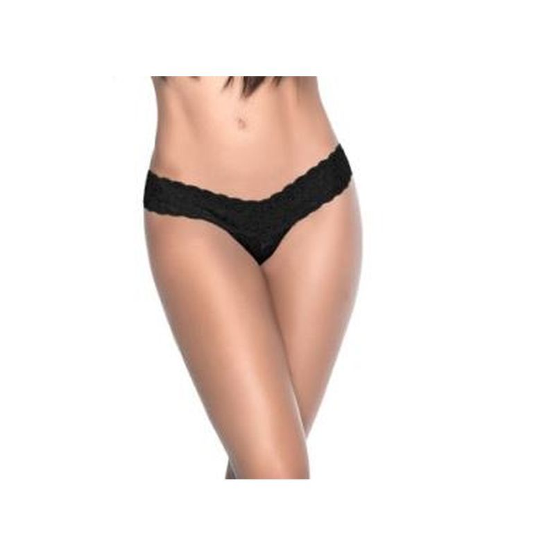 Lace V Back Black Thong Black Extra Large > Clothes > Panties