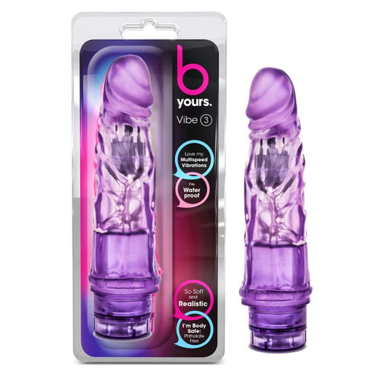 B Yours Vibe No 3 Purple Realistic Vibrator with Multi-Speed