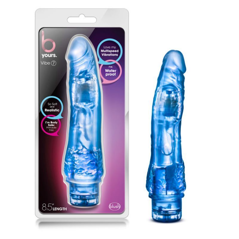 B Yours Vibe No 7 Blue Premium Waterproof Realistic Vibrator Vibrators