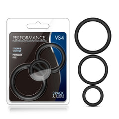 Performance Silicone Cock Ring 3 Pc Set Black for Stamina