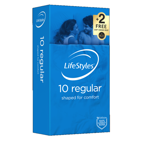 Lifestyles Regular Condoms Pack of 10 for Comfort and Pleasure Condoms