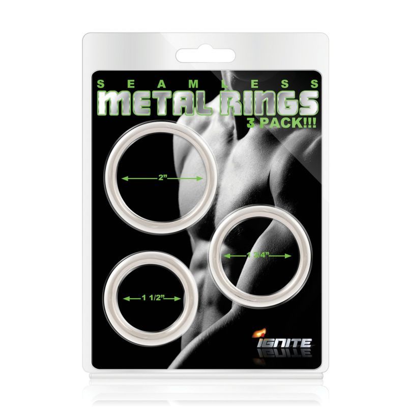 Seamless Metal Cock Ring Set – 3 Sizes 38mm, 44mm, 51mm Cock Rings Clear > Cock Ring > Metal Main image