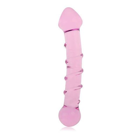 Glass Romance 5 Pink 7in Luxury Glass Dildo 7 Inches Pink DONGS Glass
