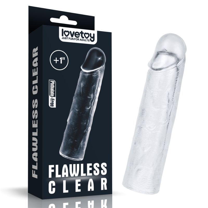 Clear Penis Extender Sleeve Plus One Inch > Sex Toys For Men > Penis Sleeves
