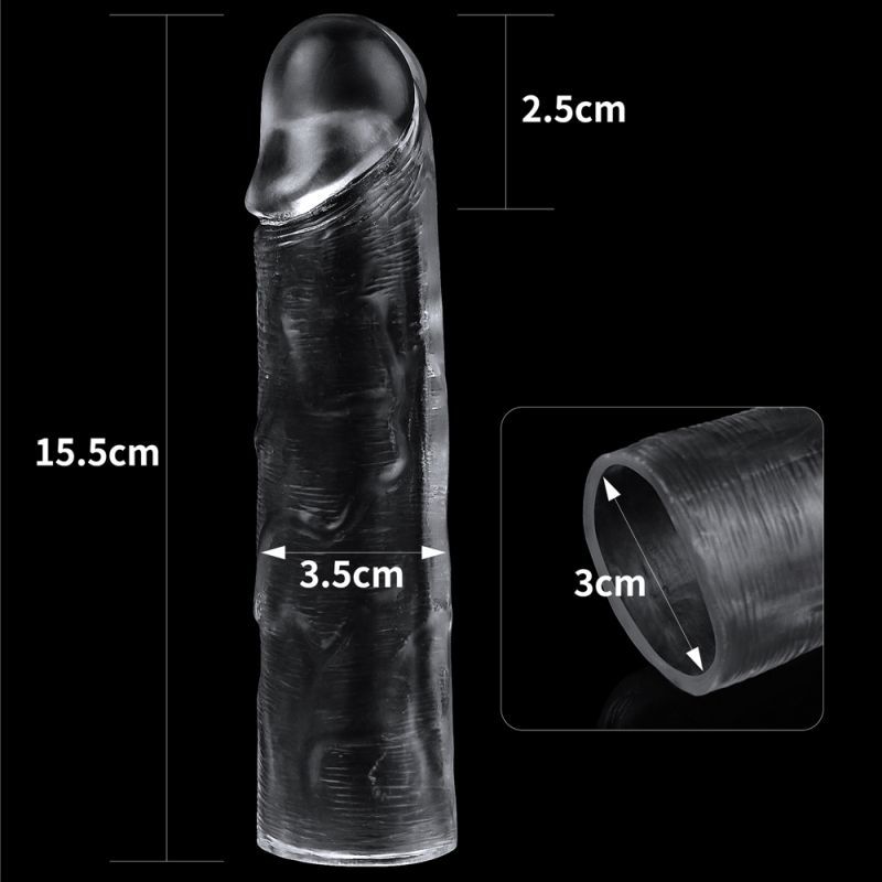Clear Penis Extender Sleeve Plus One Inch > Sex Toys For Men > Penis Sleeves