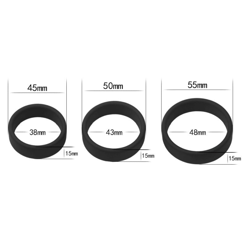 Silicone 3 Piece Pro Cock Ring Set – Stretchy Comfortable Cock Rings 45mm - 55mm Secondary image