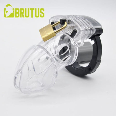 Brutus Alpha – Male Chastity Cage with Adjustable Hinged Cock Ring Clear > Bondage Gear > Male Chastity