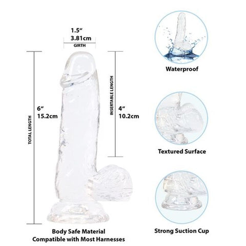 Crystal Dildo with Balls 6 Inch Clear TPE > Dildos > Realistic Dildos