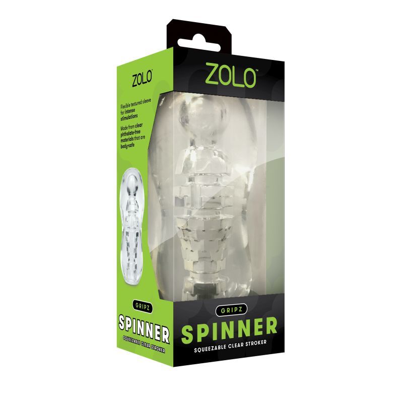 Zolo Gripz Spinner (Clear) – Squeezable Stroker > Sex Toys For Men > Masturbators Cup