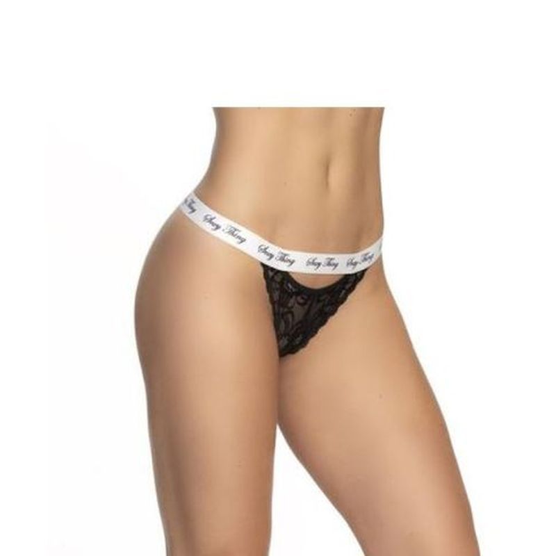 Lace Keyhole V Back Panty in Black Black Small Medium > Clothes > Panties