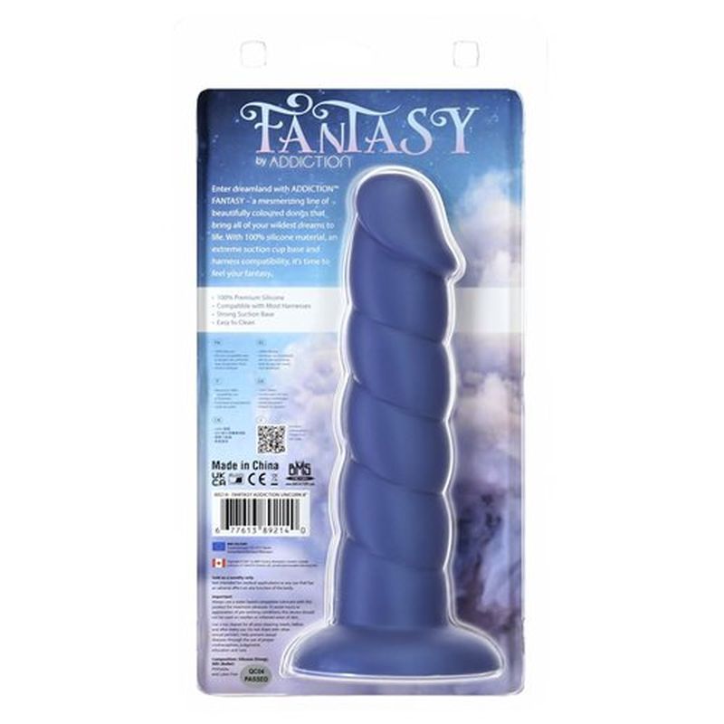 Addiction Fantasy Unicorn Dildo Blue (8 Inch) – Smooth 8 Inch Dildo Secondary image