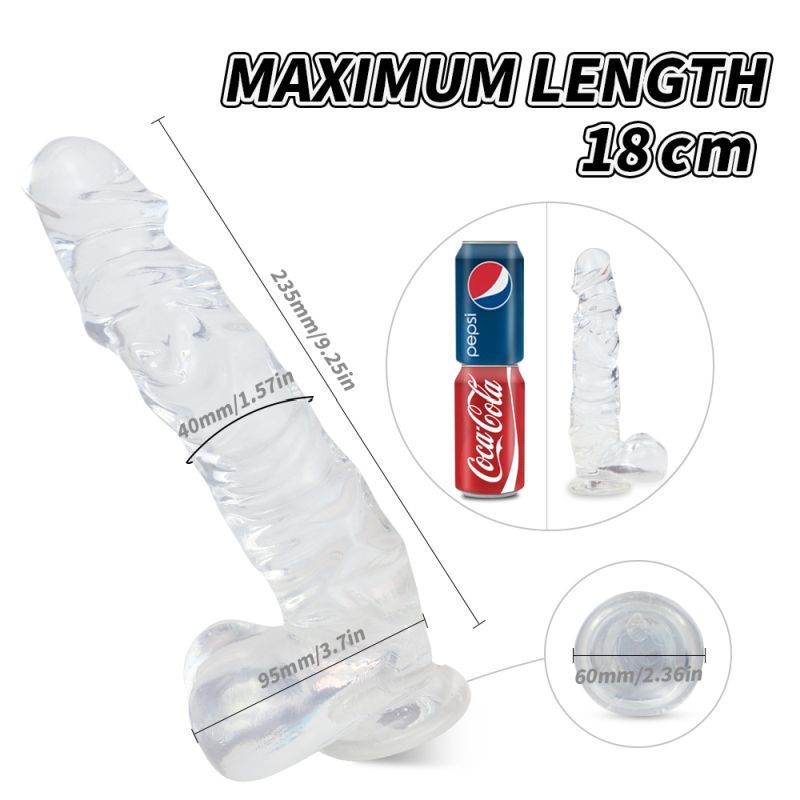 Kennard Dong w Balls Clear L 25cm Long with Suction Base > Dildos > Realistic Dildos