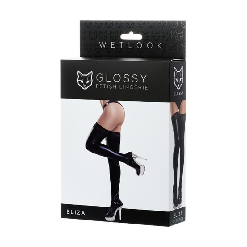 Glossy Wetlook Stockings w Lace Insert Eliza > Clothes > Womens Latex