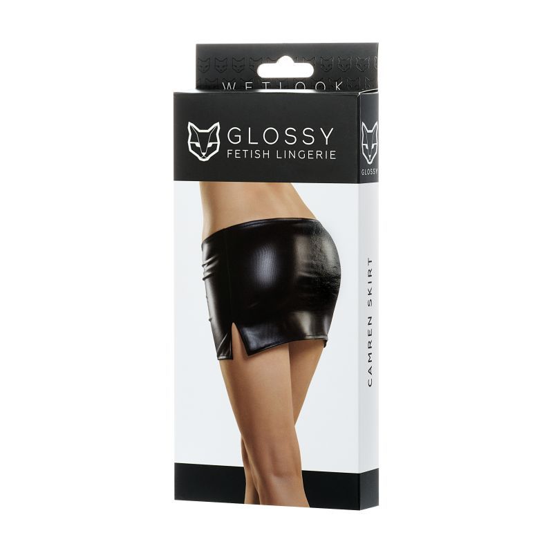 Glossy Wetlook Mini Skirt Camren in Small Medium Large > Clothes > Womens Latex