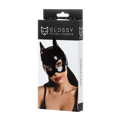 Glossy Wetlook Cat Mask (One Size) – Stylish Lingerie Accessory > Bondage Gear > Masks