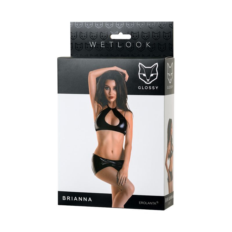 Glossy Brianna Wetlook Set with Push-Up Top and Mini Skirt Dresses