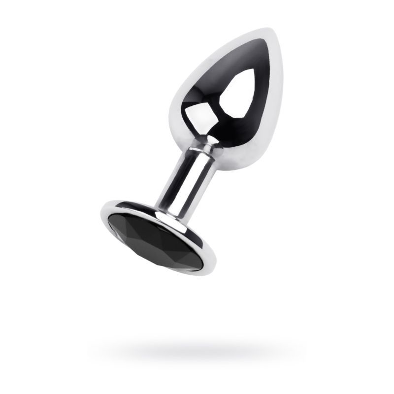 Silver Metal Anal Plug with Black Gem Small Silver > Anal Range > Jewel Butt Plugs