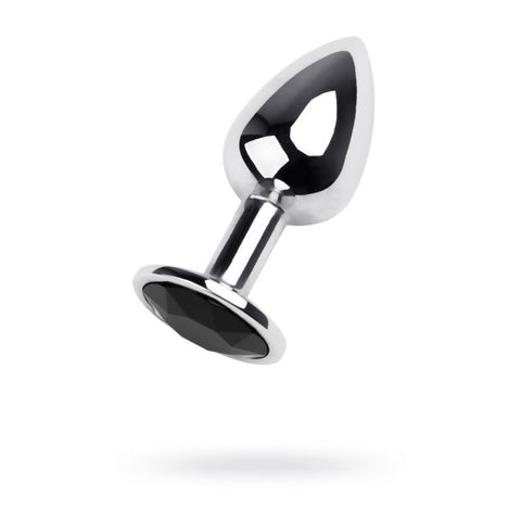 Silver Metal Anal Plug with Black Gem Small Silver > Anal Range > Jewel Butt Plugs