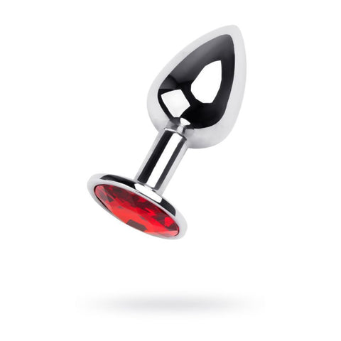 Silver Metal Anal Plug with Red Ruby Gem Small Silver > Anal Range > Jewel Butt Plugs