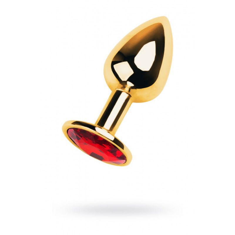 Gold Metal Anal Plug w Red Ruby Gem Small Gold > Anal Range > Jewel Butt Plugs