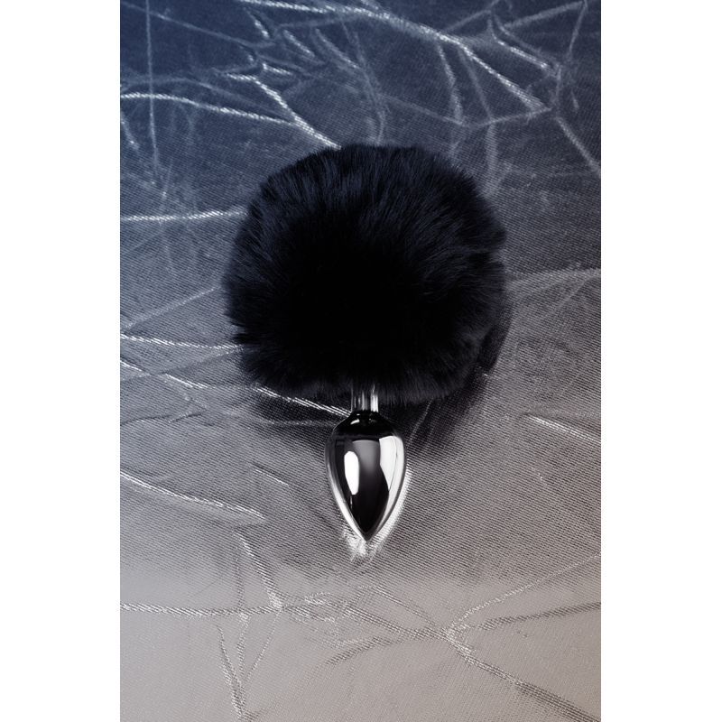 Silver Metal Anal Plug Small (Black Faux Fur) – Small Butt Plug Tails