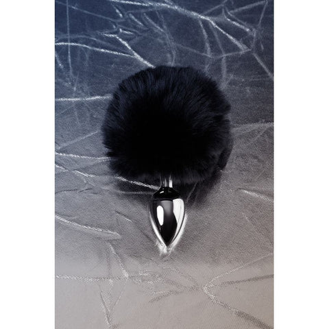 Silver Metal Anal Plug Small (Black Faux Fur) – Small Butt Plug Tails