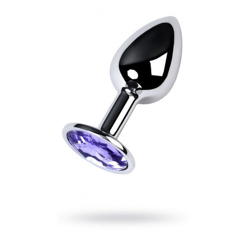 Silver Metal Anal Plug with Amethyst Crystal (Purple) – Small Anal Plug Silver > Anal Range > Jewel Butt Plugs