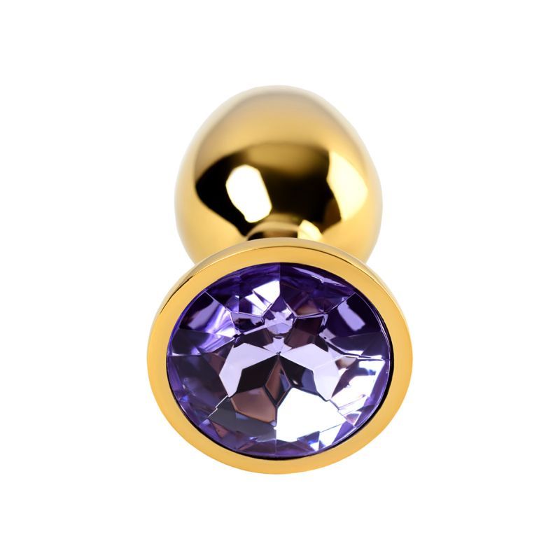 Gold Metal Anal Plug with Amethyst Crystal Small (2.25 inch insertable) Gold > Anal Range > Jewel Butt Plugs
