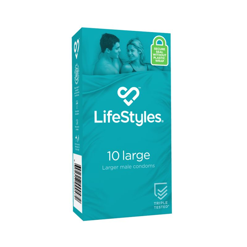 Large Easy-Fit Condom – Flared 56mm Nominal Width Lubricated Condom 10 Pack Secondary image