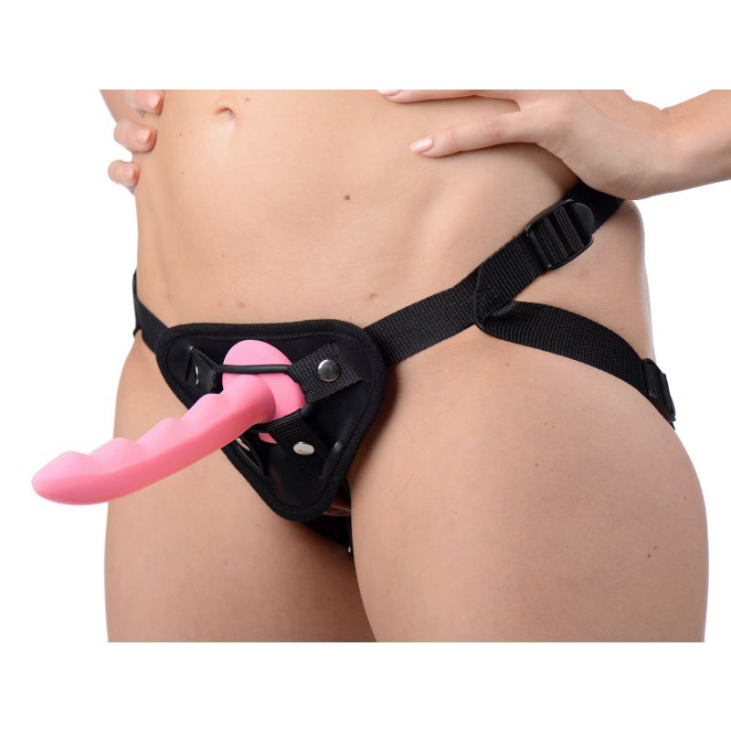 Ripples Silicone Dildo 4.95 Inch Matte Finish Curved Shaft Flared Base Harness Compatible > Dildos > Strap On Dildos