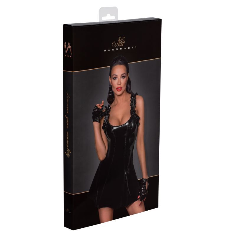 Short PVC Dress with Frilled Shoulder Straps for Night Out > Clothes > Dresses and Chemises