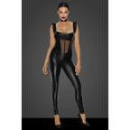 Power Wetlook Overall with Tulle Panel Black Medium > Clothes > Womens Latex