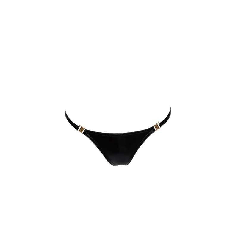 Power Wetlook Panty with Dual Side Openings and Gold Clasps Panties