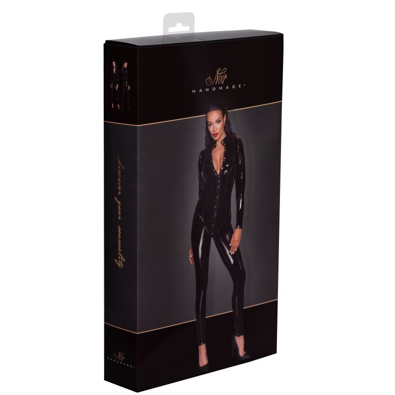 Long Button-Up PVC Overall Lingerie With Curved Seam Design Womens Latex